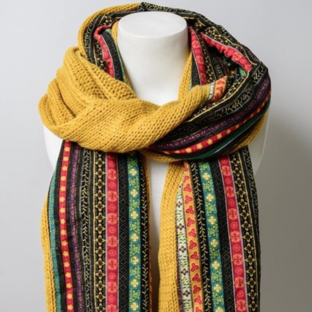 1 LEFT🌿Boho Mustard Tassel Braided Chunky Scarf - Picture 6 of 6